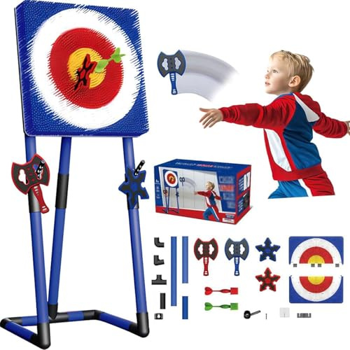 Hopfällbart Kastmålsspel, Kastspel Med Yxkast Och Gräsmattedart, Tävlingsinriktad Underhållning, För Inomhus- Och Utomhusfamiljenöje blue