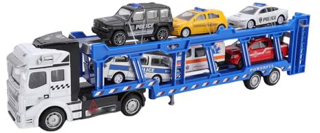 Oreilet Bilbärare Lastbilsleksak, Legeringsteknik Transportfordon Leksaker med 6 Räddningsbilar, 2-lagers Modell Semi Truckleksak för Pojkar Barn