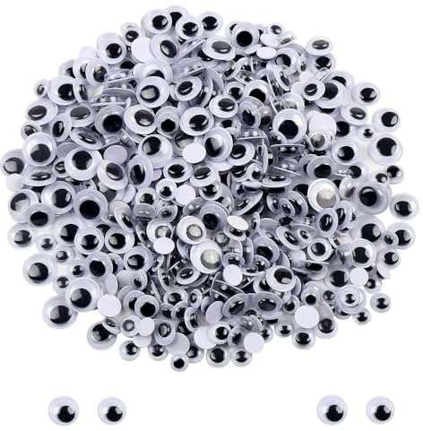 200 st vinglande ögon självhäftande – 8 mm & 10 mm Wiggle Googly Eyes – hantverk vinglande ögon – plast pysselögon dockögon, kullerögon självhäftande klistermärken för gör-det-själv scrapbooking