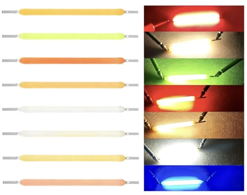 UGEFKMQ 8 st DC 3 V Edison glödlampor DC 3 V COB LED-filamentlampor, keramik, 8 färger, gör-det-själv belysningsset, juldekoration 8 st, 68 mm