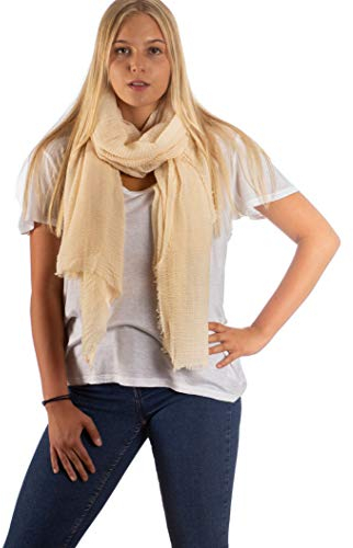 DOLCE ABBRACCIO by RiemTEX Damen Schal FUNKY STYLE Halstuch Bandana Geschenke für Frauen Stola XXL Tuch Kopftuch Tücher Motorrad Halstuch Multifunktionstuch Pashmina Schal (Champagner)