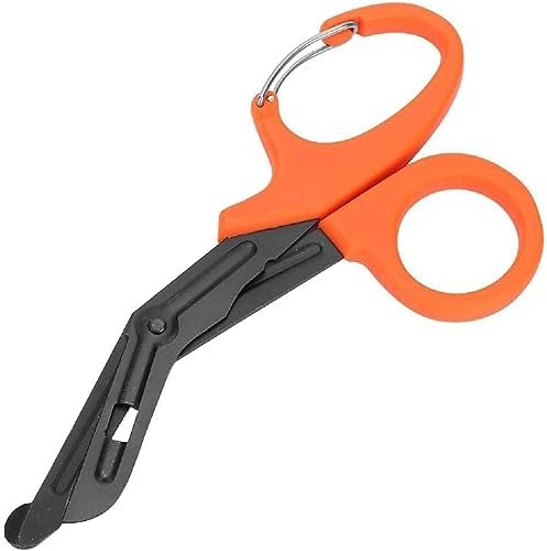 INSGB Modern Orange Medical Scissors, Titanium Tuff Cut, Black Coated, 3.6 x 7.2, 60g