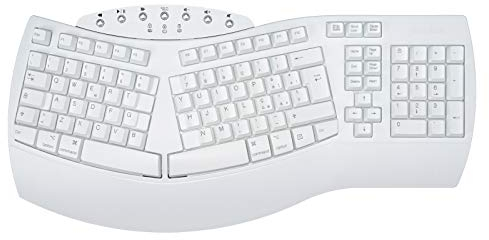 Perixx PERIBOARD-612 Tastiera ergonomica Wireless 2.4 g e Bluetooth, Compatibile con Windows 10 e Mac OS X, Layout Italiano, Bianca
