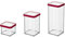 Rotho Loft 3er-Set Vorratsdosen verschiedene Größen, lebensmittelechter Kunststoff (PP) BPA-frei, transparent/rot, (21.2 x 11.4 x 23.5 cm)