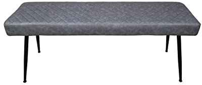 ModaNuvo Modern Grey Leather Industrial style Kitchen Dining Bench 150cm
