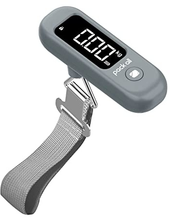 pack all 110 Lbs Luggage Scale, Digital Handheld Baggage Scale, Travel Suitcase Weight Scale with LCD Display, Battery Included, Rock Grey