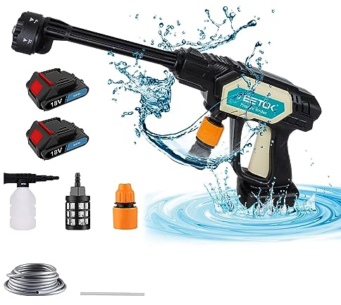Cordless Powered Pressure Car Washer, 725PSI Portable Pressure Washer with Adjustable Nozzle, 2x 3.0Ah Battery and Charger Suitable for Washing Cars/Fences/Siding