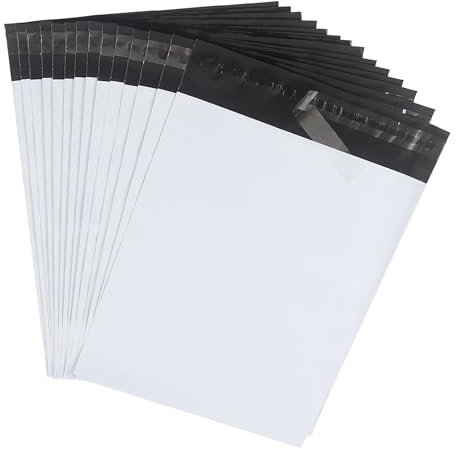 HVDHYY Versandbeutel Plastik Versandtaschen Versandtüten Warenbeutel Versandumschläge Postbeutel für Verpackung Kunststoff Selbstklebend und Blickdicht für Kleidung und Textilien Weiß 32cm*45cm 30pcs