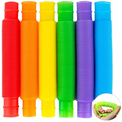 GWAWG 12PCS Mini Pop Tube,MiNi Spielzeug DIY Sensorische Farbe Stretch Tube, Dekompression Stretch Tube Spielzeug für Kinder, Kinder und Erwachsene, um Angst zu Reduzieren