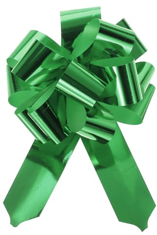 QUARKZMAN Lazos Regalos Metálicos Grande 4/10cm 10uds, Cinta Lazos para Envoltura de Regalos para Boda Coche Cestas Regalos, Lazos de Navidad, Verde
