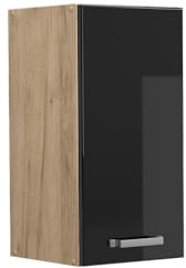 Vicco Hängeschrank R-Line, hängender Küchenschrank, Schwarz Hochglanz/Goldkraft Eiche, 30 cm