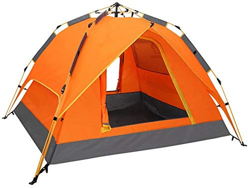 Zeltzelt, Familien-Campingzelt für 3 bis 4 Personen, mit 2 Türen und 4 Netzfenstern, doppelschichtiges Sofortzelt, automatisches Pop-Up für den Außenbereich Hopeful