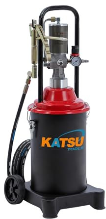 KATSU Tools Bomba de Grasa Neumática 12L Bomba de Engrase con Aire a Presión Dispensador de Pistola de Grasa de Aire Portátil con 12ft Manguera, 450 Bar, para Maquinaria de Automóviles y Camiones