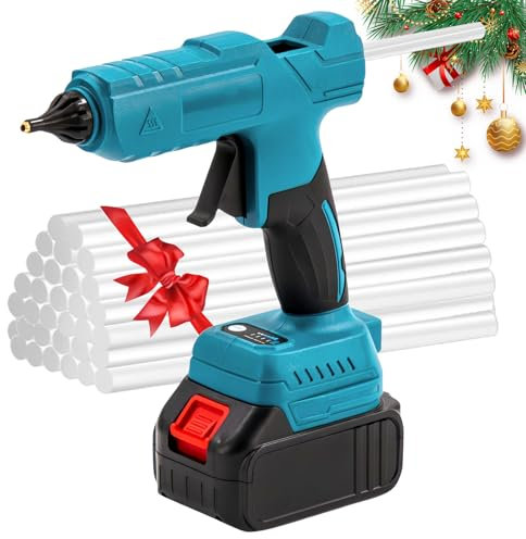 Heißklebepistole Akku, 200W Heißklebepistole Kabellose für 18V Makita Akku, Klebepistole Schnell Aufheizen, An/Aus-Schalter, mit 42 x 11 mm Heißklebesticks (Ohne Akku)
