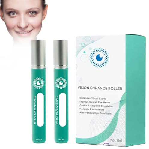2 pezzi Vision Enhance Roller, rullo per massaggiare gli occhi, per occhi stanchi, gonfiore e occhiaie, allevia l'affaticamento degli occhi e migliora la chiarezza visiva