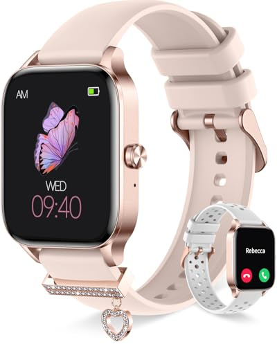 Erkwei Smartklocka damklocka samtal och svar smartklocka med meddelanden meddelanden roséguld