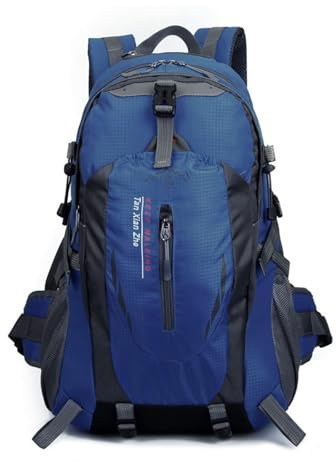 PORRASSO 40L Wanderrucksack Wasserdichter Rucksack Reiserucksack Trekkingrucksack Hiking Backpack für Damen Herren Radfahren Klettern Reisen Sport Dunkelblau