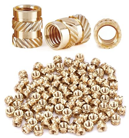 100 Piezas M3 Insertos Roscados de Ajuste Térmico, M3 Rosca Hembra Tuercas Roscadas Latón, Tuerca de Inserción para Piezas de Plástico y Componentes de Impresión 3D