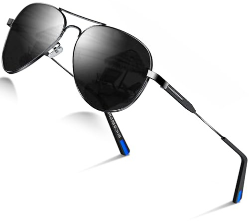 DADA-PRO Occhiali da sole Uomo Polarizzati Donna Pilota Nero Disegnatore Protezione UV Riflesso Specchiato Scuro per guida Escursionismo Corsa(Nero)