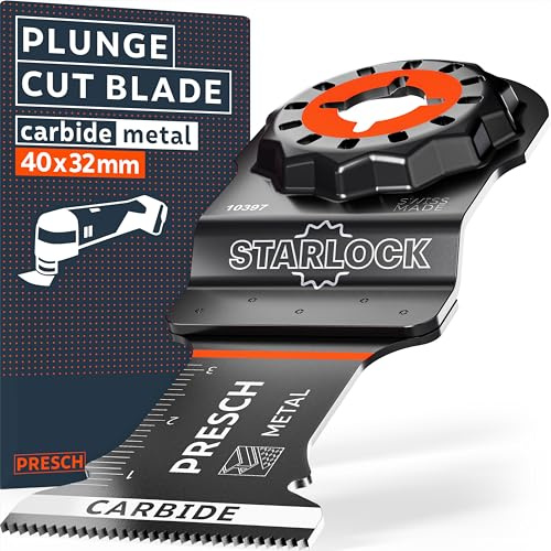 Presch Multiverktyg Sågblad Karbid Metall 40x32mm - Starlock-sågblad för verktygsfritt byte - Kraftfulla resultat i hårdaste metall tack vare hårdmetallbeläggning - Exakta Tillbehör Multiverktyg