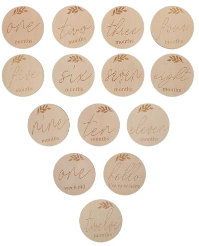 Cartes Mensuelles pour Bébé en Bois, 14 Pièces, Annonce de Naissance