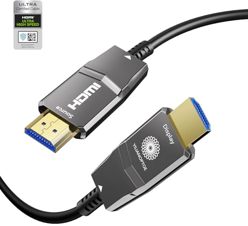 YilianOptoe Glasfaser HDMI Kabel 10M,Ultra High Speed HDMI 2.1 Kabel,48 Gbit/s,8K@60Hz,4K@120Hz,eARC HDR10 Dolby Vision für PS4/PS5,Xbox X/S,HDTV,Monitor,Heimkino,Gaming