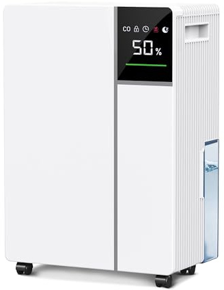 Fwoueot Luftentfeuchter Elektrisch, Raumentfeuchter mit Kompressor,16L/24h Entfeuchter für Räume bis zu 45m² (120m³), Automatische Abtauung, 3 Modi, 24h Timer, Großer Tank 2L Mit Rädern,Schlafzimmer