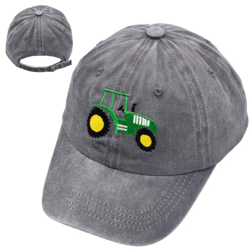 Traktor Baseball Cap,Traktor Kinder Baseballcap Baseballmützen Sonnenhut Sonnenschutz Kappe Cartoon Baseball Kappe Kinder Caps Baseballkappe für Kinders 3-8 Jahre,Grey