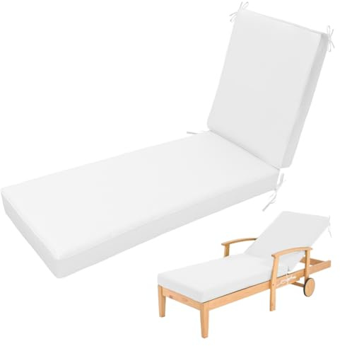 Aocase Coussin Transat Exterieur Imperméable et Résistant aux UV - Pliable, Coussin Chaise Longue Bain de Soleil Matelas Confortable Antidérapant pour Chaise Longue pour Balcon,Blanc,178x59x3cm