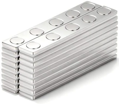 Aenienoe 18 stycken självhäftande magneter, neodymmagneter, extra starka, rektangulära för limning, platta självhäftande magneter för verktyg 68 x 10 x 2 mm