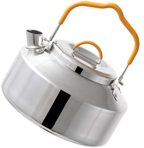 NOLITOY Bouilloire Camping Inox avec Sifflet et Bec Verseur Pratique Bouilloire à Eau Portable Légère pour Cuisinière et Randonnée Extérieure