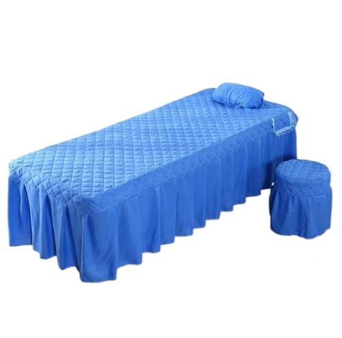 1 st massagestängsskydd örngott för skönhetssalong bordskjol hudvänlig spa med hål (endast enblå, 70 x 185 sängkappa)