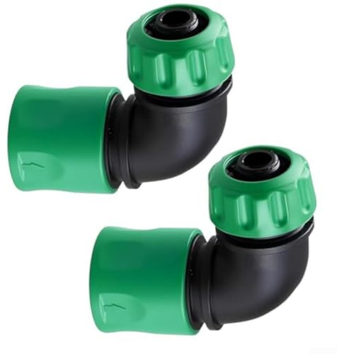 2 conectores rápidos de manguera de jardín de 90 grados, acoplamiento ABS resistente a fugas para mangueras de 3/4 pulgadas, instalación sin herramientas, adaptador de ángulo recto para ahorro de