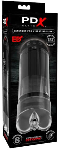 PDX Extender Pro Vibrating Pump, Clear & Black, 14 cm