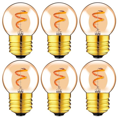 Genixgreen LED E27 Edison glödlampor, ersättningslampor för utomhusbelysning, 1 W varm vit 2200, 10 W ekvivalent, G40 Mini Globe Spiral Filament Lights