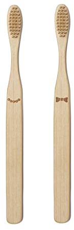 Kikkerland Bambus-Zahnbürsten-Set 2 Stück - Natur - Weich - Unisex-Erwachsene