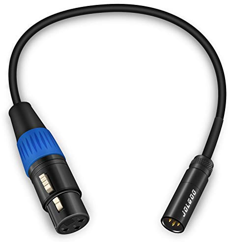 JOLGOO 1 Feet Mini XLR Male to XLR Female Adapter Cable, 3-Pin, for BMPCC 4K/6K, Video Assist 4K, Sharp 8K, Rode, Sennheiser, Sony & More