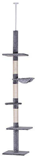 PawHut Floor to Ceiling Cat Tree for Indoor Cats 5-Tier Kitty Tower Grey