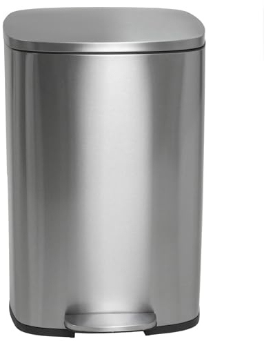 KITCHEN MOVE Poubelle de cuisine à pédale 50L Design ADMIRAL en acier Inox brossé avec seau et fermeture douce