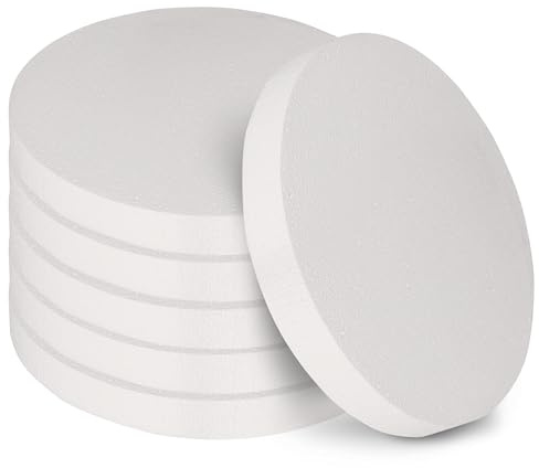 Belle Vous 6 Pack Craft Foam Circles - 30cm / 12 inches Diameter, 2.5cm / 1 inch Thick - Round Polystyrene Foam Discs for Modelling, School Projects, Sculptures, Floral Arrangements, Arts and Crafts