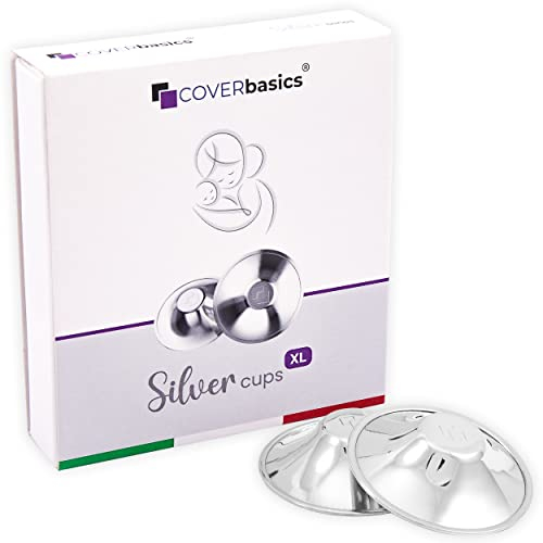 COVERbasics Silberhütchen Stillen (SilverCups) Stillhütchen aus Silber zum Schutz empfindlicher Brustwarzen, Medizinprodukt dermatologisch getestet (XL)