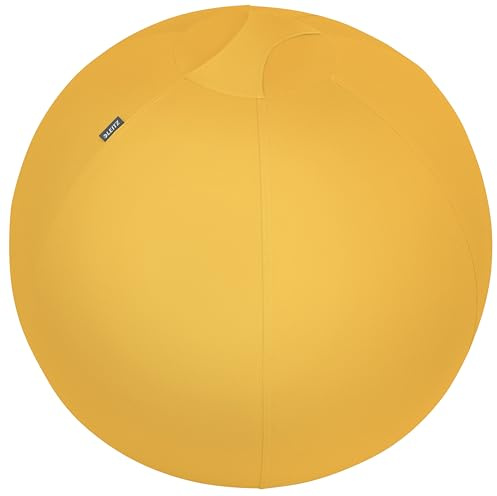 Leitz Ergo Cosy Active Palla da seduta dal Design Ergonomico con Rivestimento in Tessuto, Sfera Interna, Pompa ad Aria Manuale e 2 Tappi, 650 mm x 650 mm x 650 mm - Giallo Caldo