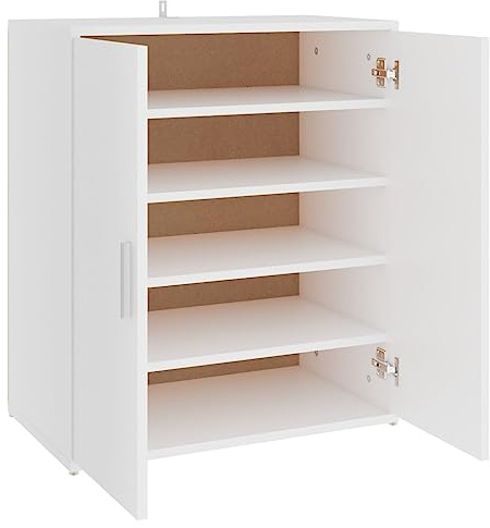 vidaXL Armoire à Chaussures, Placard à Chaussures avec Étagère, Meuble de Rangement Entrée Salle de Séjour, Moderne, Blanc Bois d'Ingénierie