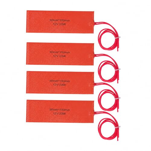 12V 20W Silicone Heating Pad 4Pcs,120-150¡ãC Temperature Range Quick Heating 50x150mm Flexible Heater Mat Silicone Heater Mat For Industrial Equipment Pipes