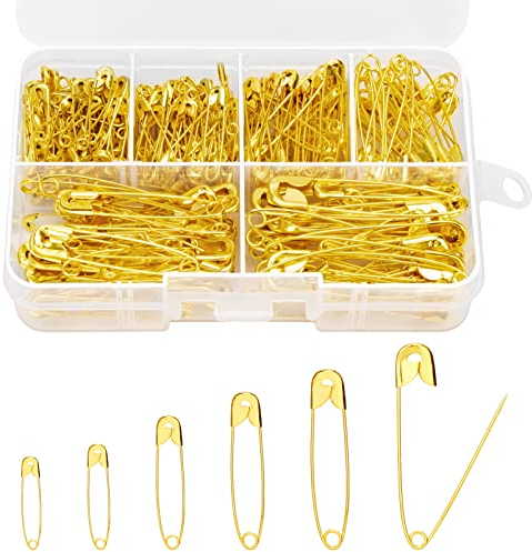 280 Stück Sicherheitsnadeln, Sicherheit Pins, Silber Haltbar Sicherheitsnadeln, 6 Größen 19mm - 45mm Rostbeständig Sicherheitsnadelns für Kleidung Kunsthandwerk Nähen (Golden)