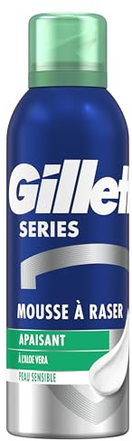 Gillette Rakskum för män, för känslig hud, 250 ml | Lugnande formel med Aloe Vera, manlig parfym, mot brännskador, rodnad, snitt
