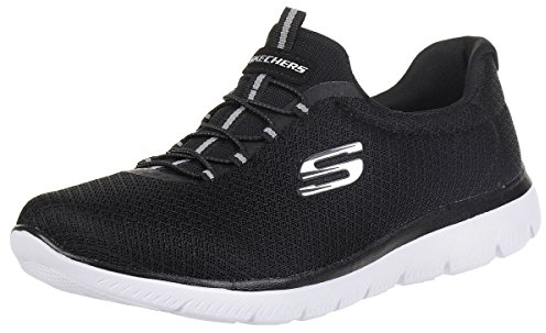 Skechers Damen Summits Freisprech-Slip-ins-Memory-Schaum-Einlegesohle, Fersenkissen, Vegane Materialien Sneaker, Black Mesh/White Trim, 41 EU Weit