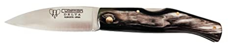 Navaja Cudeman Solsona Delta 344-A Hoja de Acero ACX-380 de 8,5 cm empuñadura de asta de toro de 11 cm y bloqueo trasero para Caza, Pesca, Supervivencia y bushcraft + Portabotellas Regalo (Sin funda)