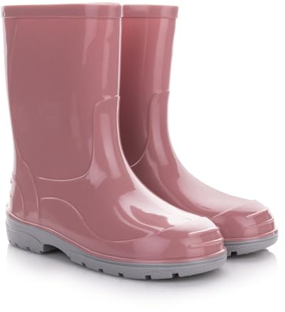 Lemigo Bottes de Pluie pour Enfants Filles et Garçons Chaussures de Pluie OLI 20-35 EU (Rose poudré, Système Taille Chaussures EU, Enfant de 2 à 5 ans, Numérique, Moyen, 30)