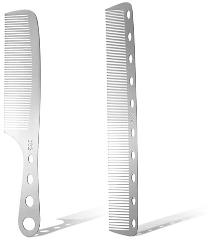 2 Stück Friseur Kamm, Professioneller Stielkamm Antistatisch Haarkamm Hitzebeständiger Kamm Männer Edelstahl Toupierkamm Barbier Haarstyling Salon Kamm für Männer und Frauen